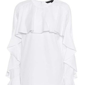 Veronica Beard White Silk Ruffled Top Size 8 Worn by Michelle Obama!